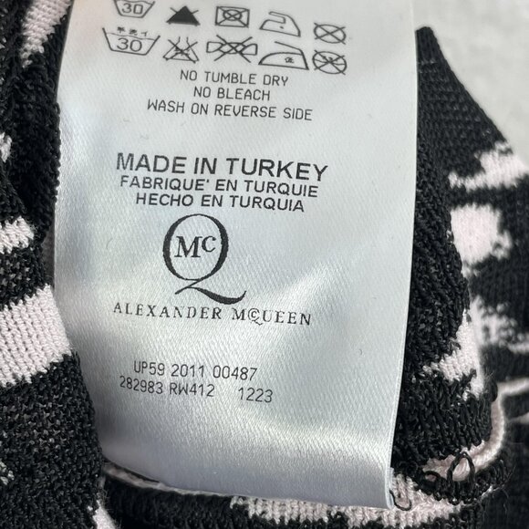 McQ Alexander McQueen Dress Womens IT38 Pink Black Knit Animal Print Belted - Picture 7 of 11